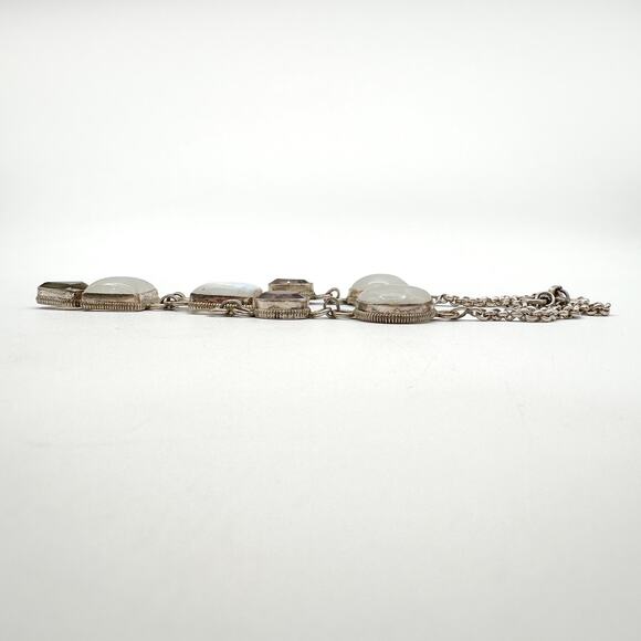 Sterling Silver 7 Gem Necklace Artisan Crafted Moonstone Amethyst Citrine 925 - Picture 11 of 13